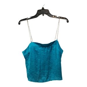 Uban Outfitters Medium Silk Crop Top Teal Gem Strap